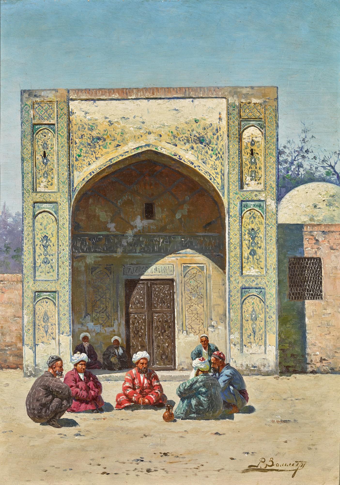 Richard Karlovich Zommer - Scholars In Front Of A Madrasa