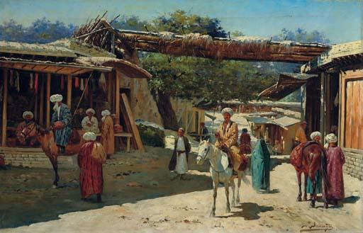 Richard Karlovich Zommer - Street Scene, Samarkand, Turkestan
