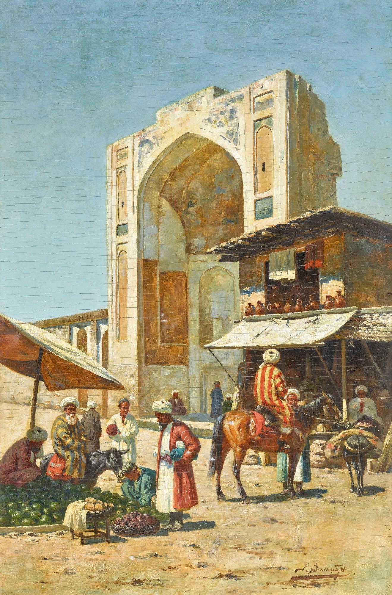 Richard Karlovich Zommer - Street Traders In Samarkand