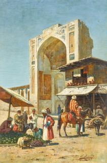 Richard Karlovich Zommer - Street Traders In Samarkand