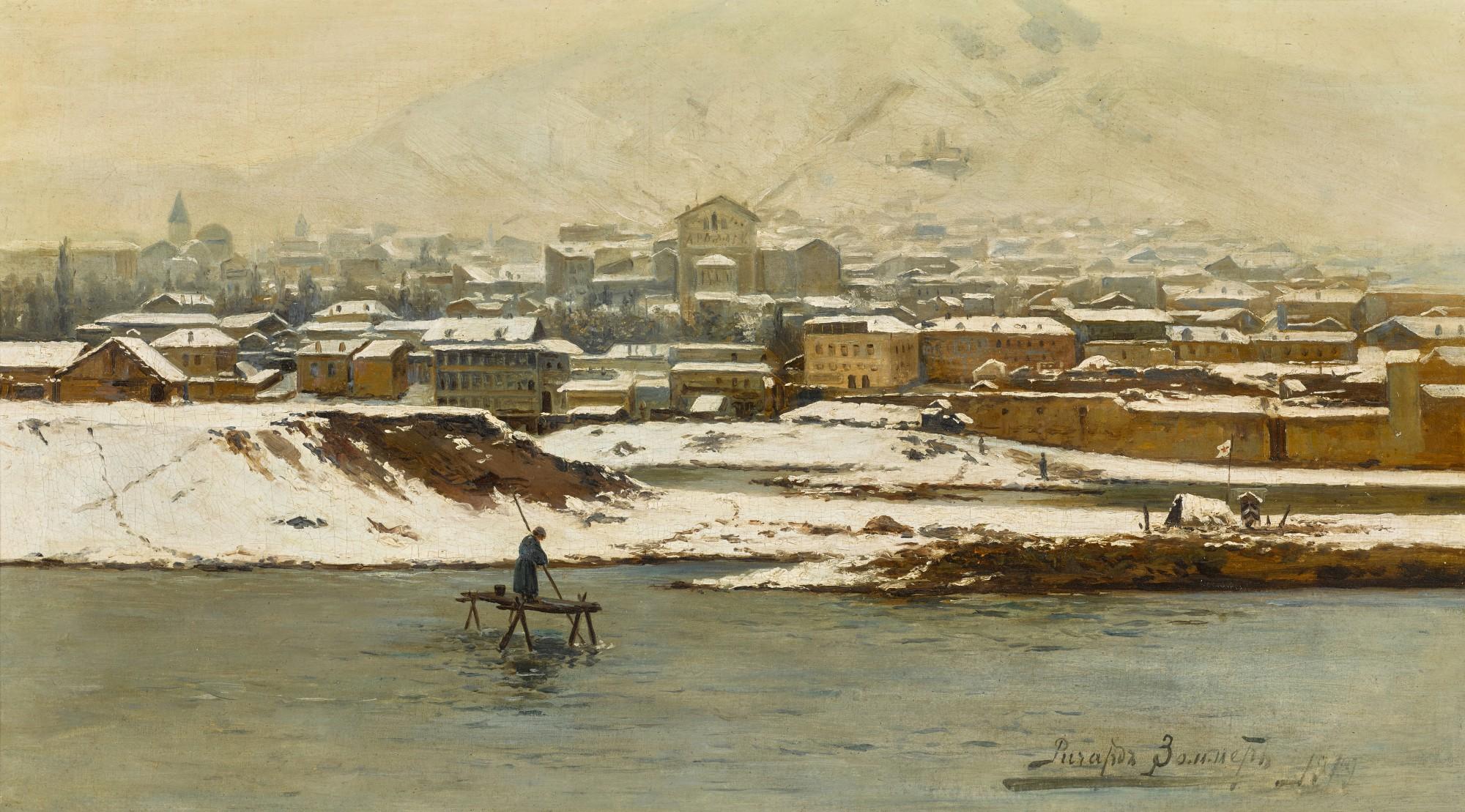 Richard Karlovich Zommer - View of a Town in Georgia