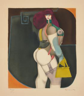 Richard Lindner - Woman with a Yellow Handbag