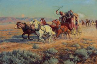 Richard Lorenz - Stagecoach Pursued by Mounted Indians