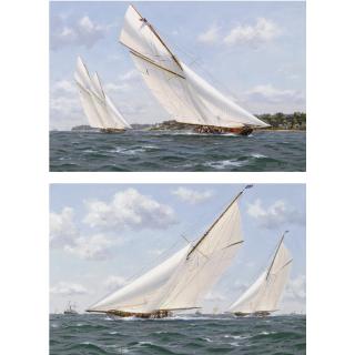 Richard M. Firth - Britannia And Westward Racing Off Cowes; Vigilant And Valkyrie Ii Americas Cup 1893