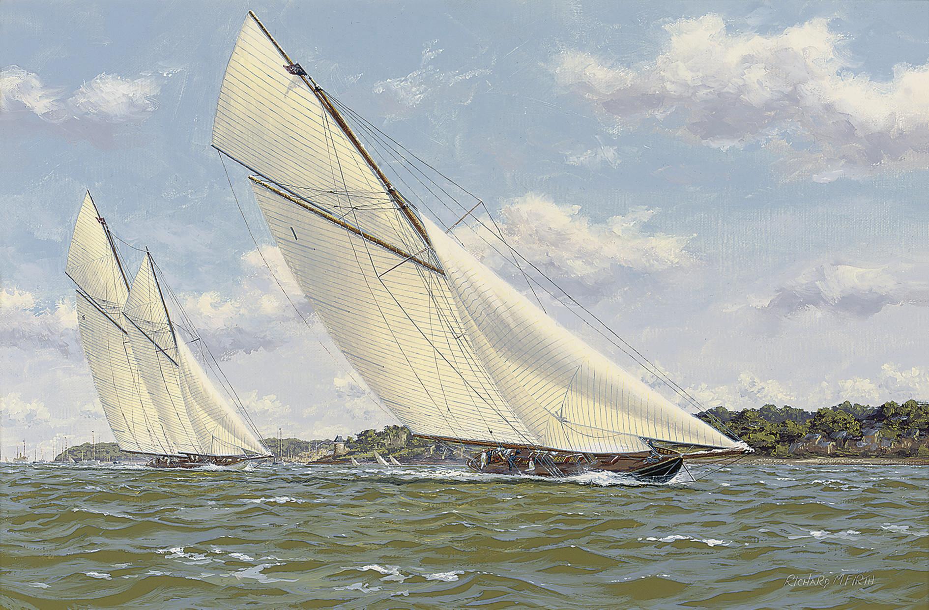 Richard M. Firth - Britannia and Westward racing off Cowes