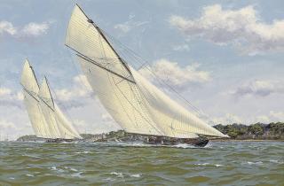 Richard M. Firth - Britannia and Westward racing off Cowes