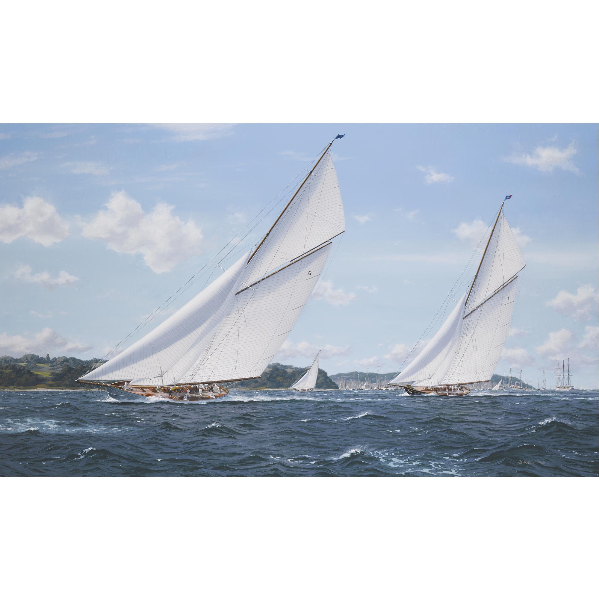 Richard M. Firth - Lulworth, Cambria And Britannia Racing Off Cowes, 1927