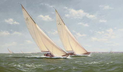 Richard M. Firth - The America\'s Cup, 1958: Columbia to windward of Sceptre