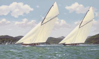 Richard M. Firth - Vigilant and Britannia racing off Hunter\'s Quay in July 1894