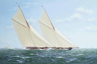 Richard M. Firth - Vigilant and Valkyrie II on the windward leg, America\'s Cup, 1893