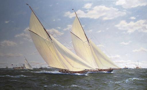 Richard M. Firth - Vigilant and Valkyrie II racing off Rhode Island, 1893