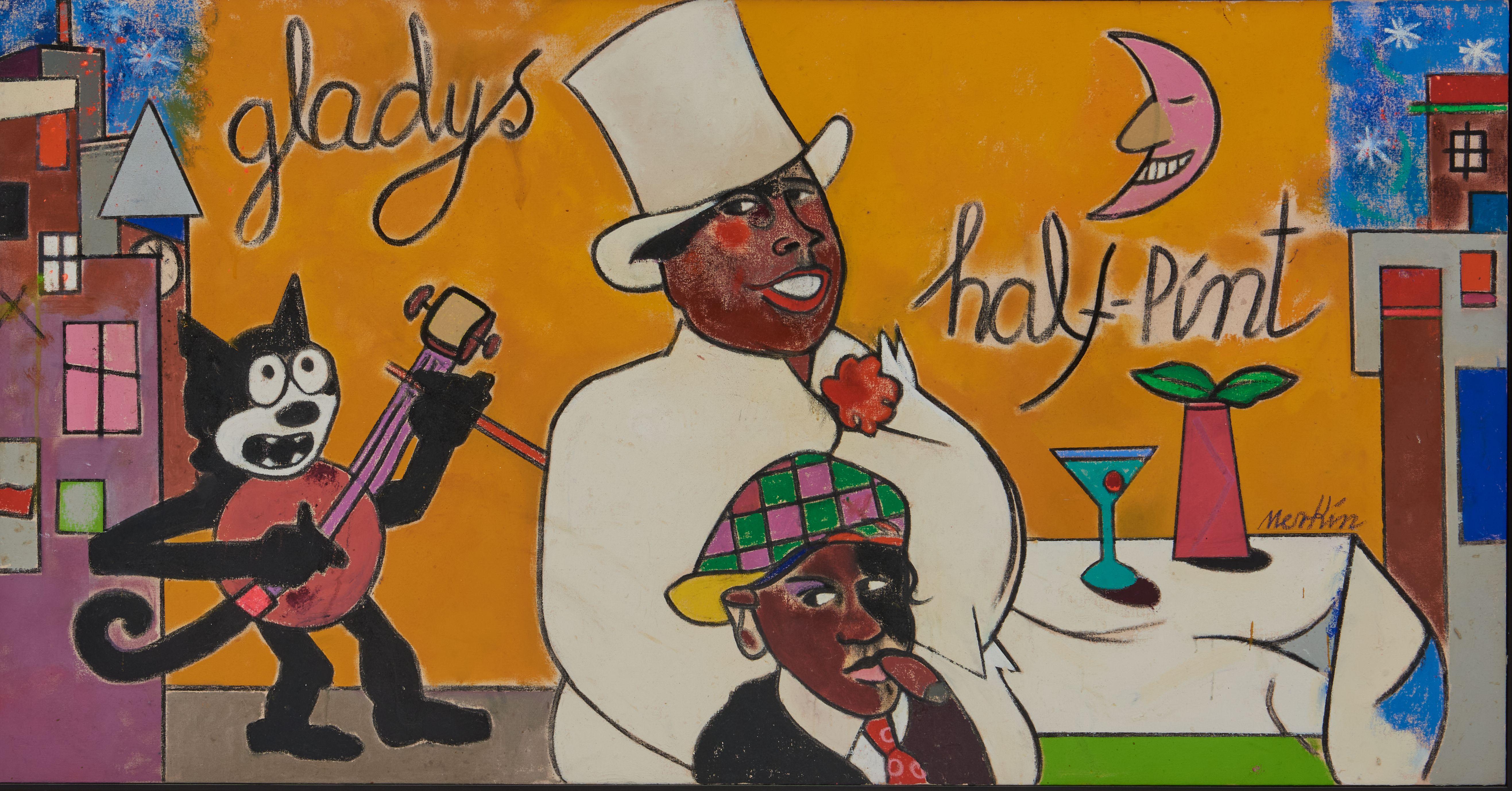 Richard Marshall Merkin - Gladys and Half-Pint 37 1/2 x 72 in. (95.3 x 182.9 cm) framed 39 1/4 x 74 x 2 in.