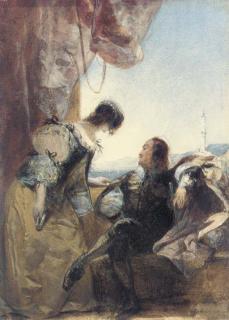 Richard Parkes Bonington - A Cavalier And His Lady On A Terrace, Genoa, Italy