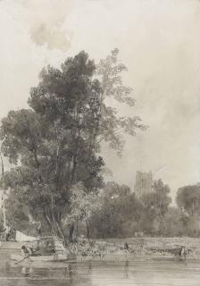 Richard Parkes Bonington - Barges on a canal, St Omer, Normandy, France