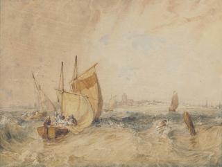 Richard Parkes Bonington - Fishermen in a stormy sea, Le Crotoy, Picardie, Northern France