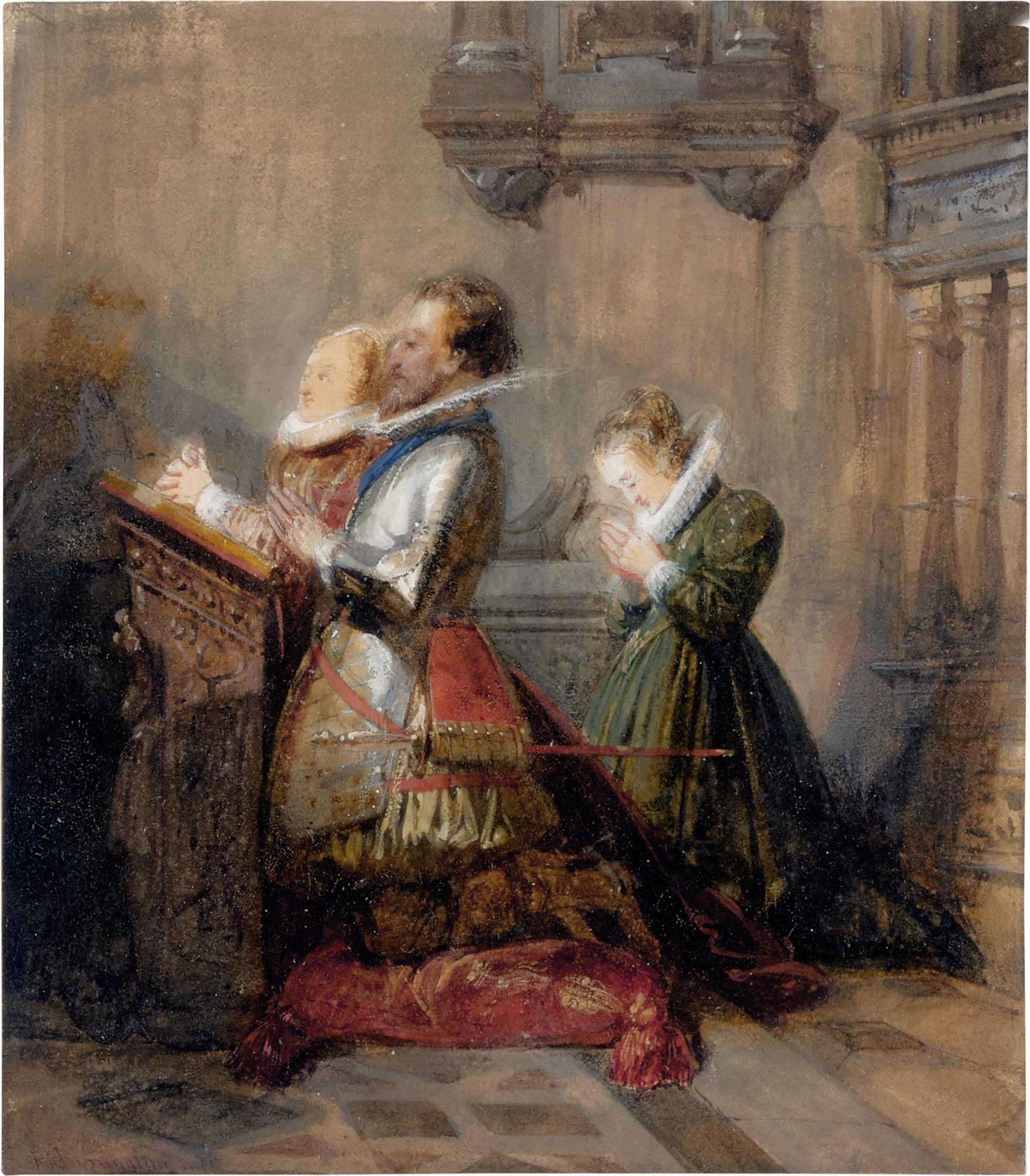 Richard Parkes Bonington - Henry IV praying, accompanied by two ladies (La Prière)