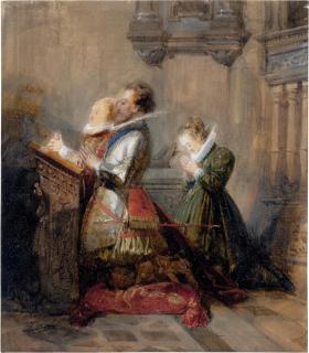 Richard Parkes Bonington - Henry IV praying, accompanied by two ladies (La Prière)