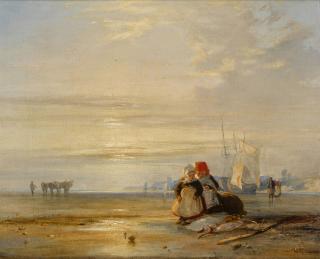 Richard Parkes Bonington - Picardy Coast with Children – Sunrise