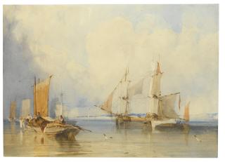 Richard Parkes Bonington - Shipping Becalmed Off Dunkerque
