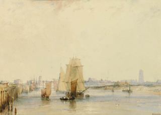 Richard Parkes Bonington - The Harbour At Dunkerque