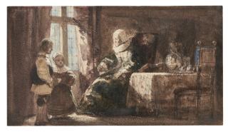 Richard Parkes Bonington - The Remonstrance: An Old Woman Admonishing Two Children