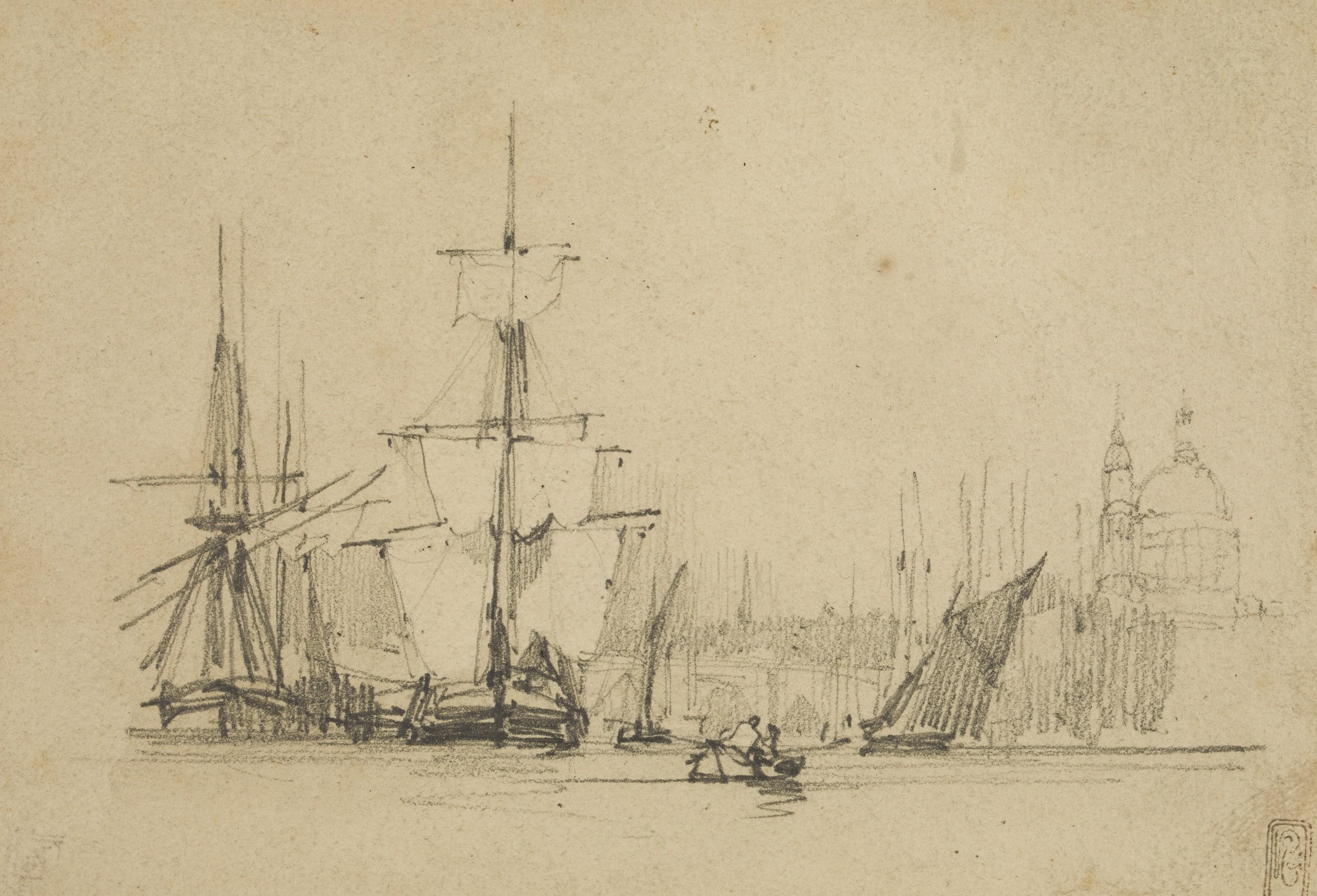 Richard Parkes Bonington - View of the Thames with the dome of Saint Paul\'s Cathedral, London