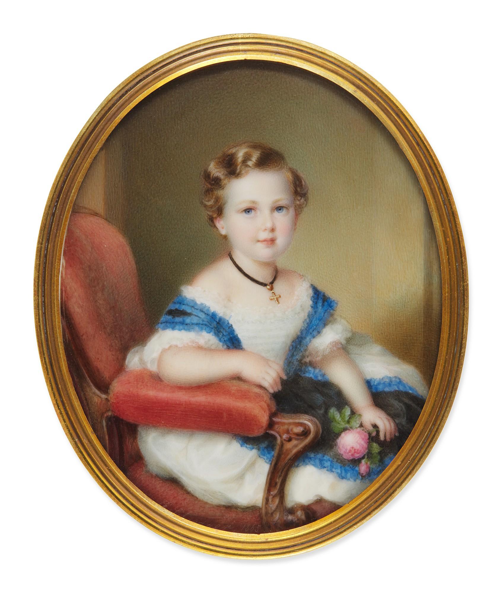 Richard Schwager - Portrait Of A Child Sitting In An Armchair