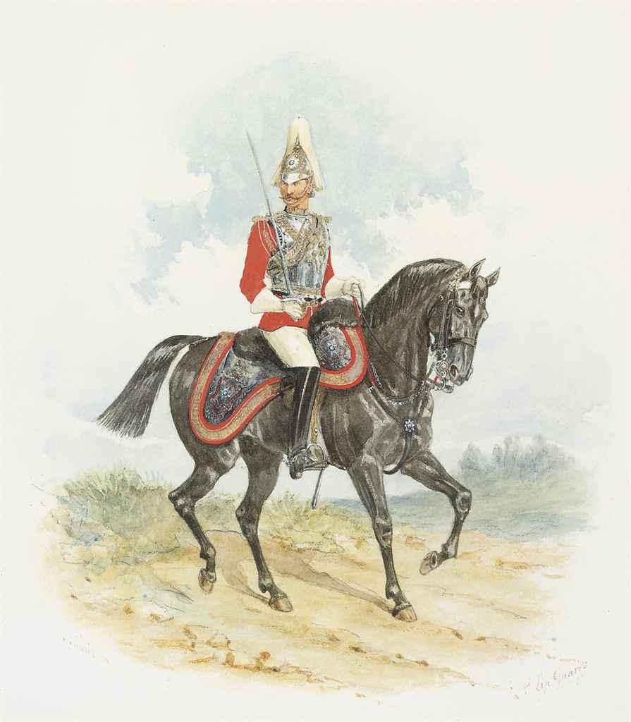 Richard Simkin - A mounted officer of the 2nd Lifeguards