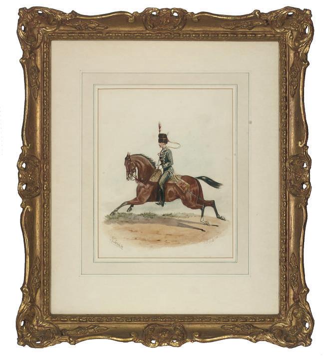 Richard Simkin - A mounted officer of The Princess Charlotte of Wales\'s Dragoon Guards; and A mounted officer of the 20th Royal Hussars