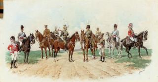 Richard Simkin - The 21st Lancers with their predecessors the 21st Hussars and the 21st Light Dragoons