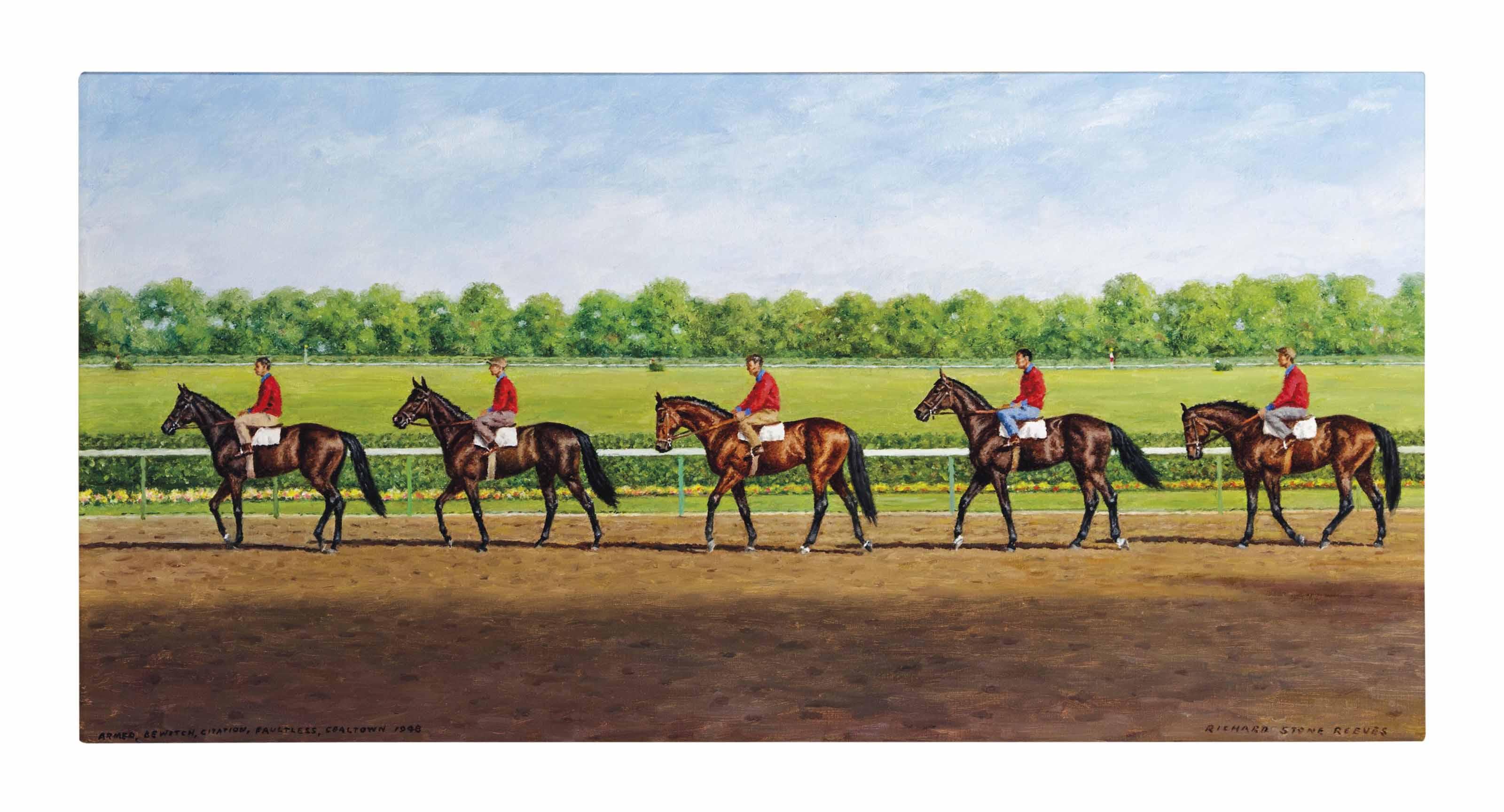 Richard Stone Reeves - The Calument Champions; Armer, Bewitch, Citation, Faultless and Coaltown at Belmont Park, 1948