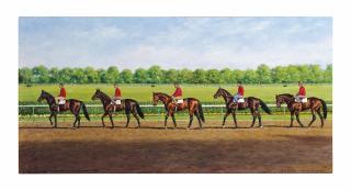 Richard Stone Reeves - The Calument Champions; Armer, Bewitch, Citation, Faultless and Coaltown at Belmont Park, 1948