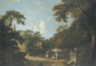 Richard Wilson, R.A. - Figures in a landscape with ruins