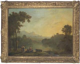 Richard Wilson, R.A. - River Mouth With Peasants Dancing