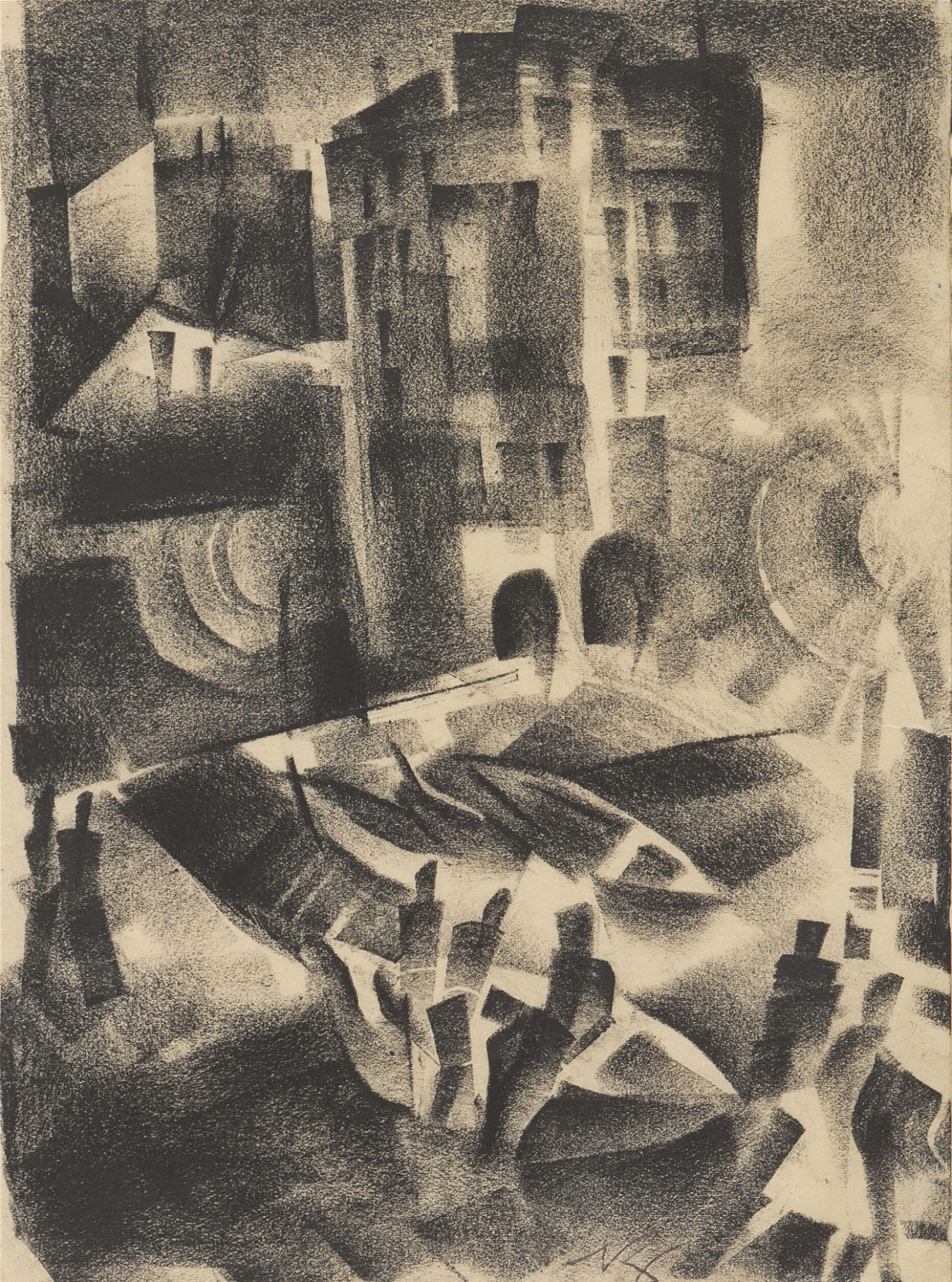 Richard Ziegler - Italienisches Hafenmotiv. Fischer am Quai