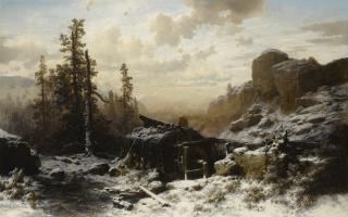 Richard Zimmermann - German a Mill In A Mountainous Winter Landscape