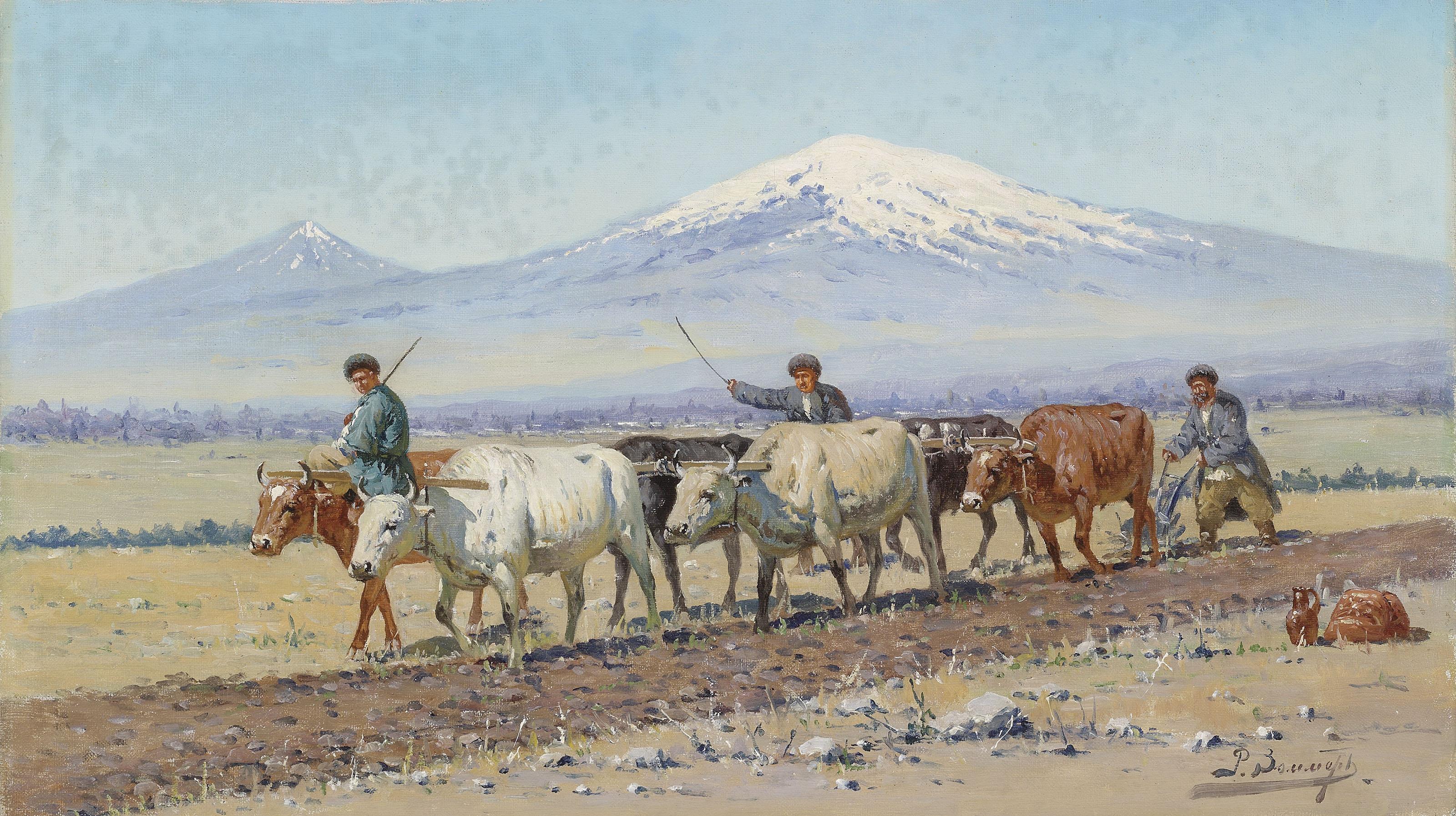 Richard Zommer - Driving oxen, Mount Ararat