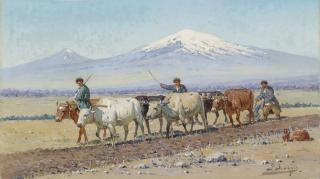 Richard Zommer - Driving oxen, Mount Ararat