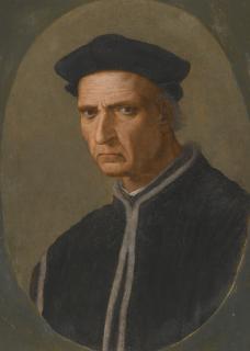 Ridolfo Del Ghirlandaio - Portrait Of Piero Soderini (1450-1522), Half Length, Wearing A Black Coat And A Black Hat