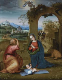 Ridolfo Del Ghirlandaio - The Holy Family With The Annunciation To The Shepherds Beyond