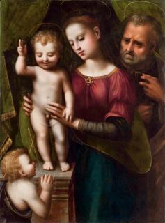 Ridolfo Del Ghirlandaio - Vierge À L\'Enfant Avec Saint Joseph Et Saint Jean-Baptiste Enfant