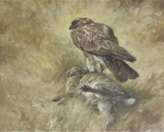 Rien Poortvliet - A buzzard with its prey