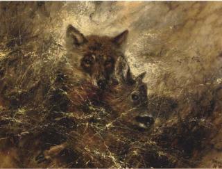 Rien Poortvliet - A fox with its prey