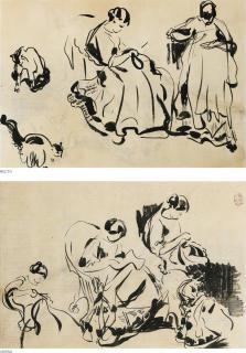 Rik Wouters - Deux Croquis De Nel Et Chat - Recto Quatre Croquis De Nel - Verso