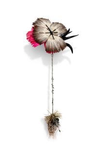 Rina Banerjee - Feathery fountain horn and furty finger nail