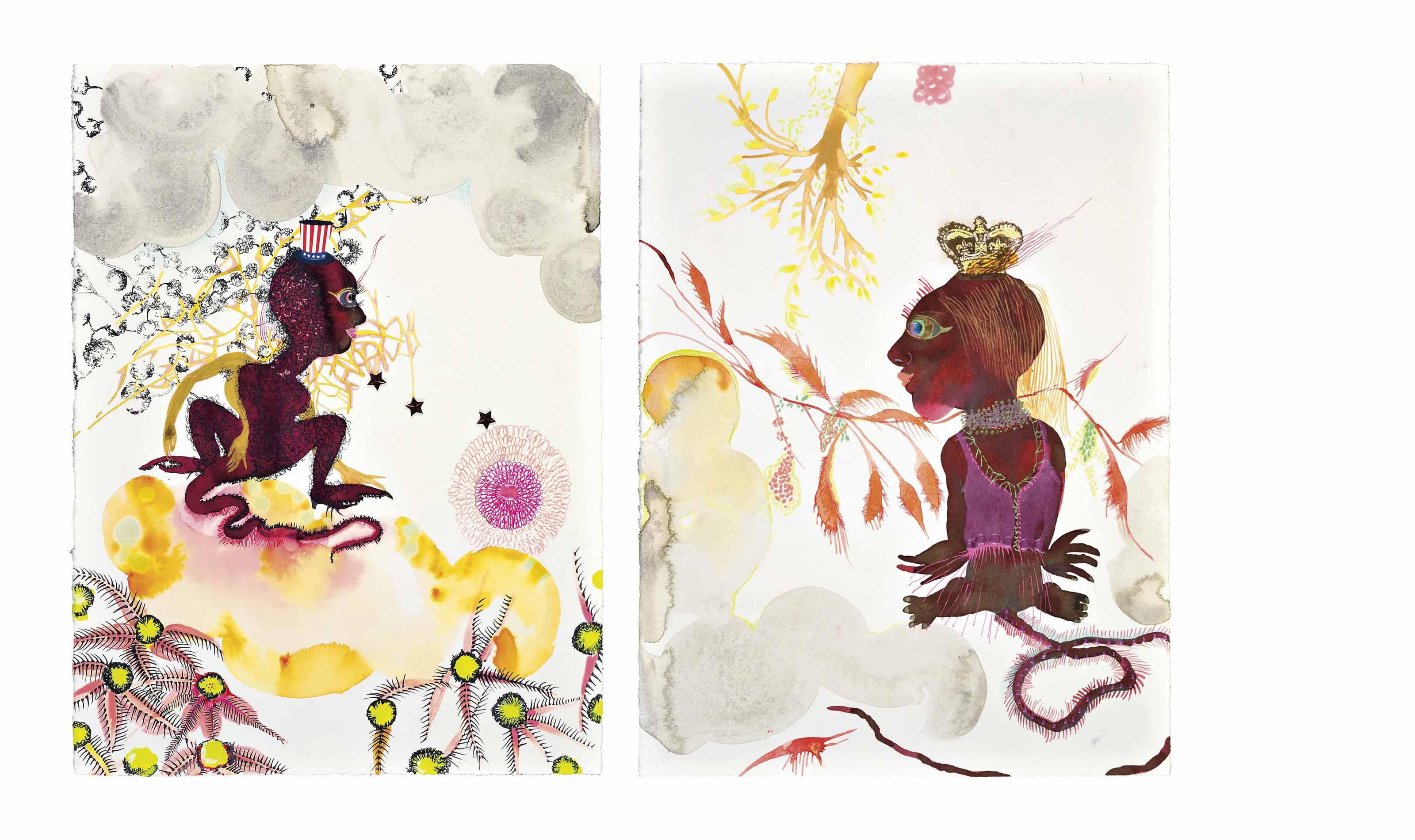 Rina Banerjee - Try Harder to be Free of Country, Water, Sky and Foreign Friends;  Don\'t Frown When you Wear my Crown Around Town!