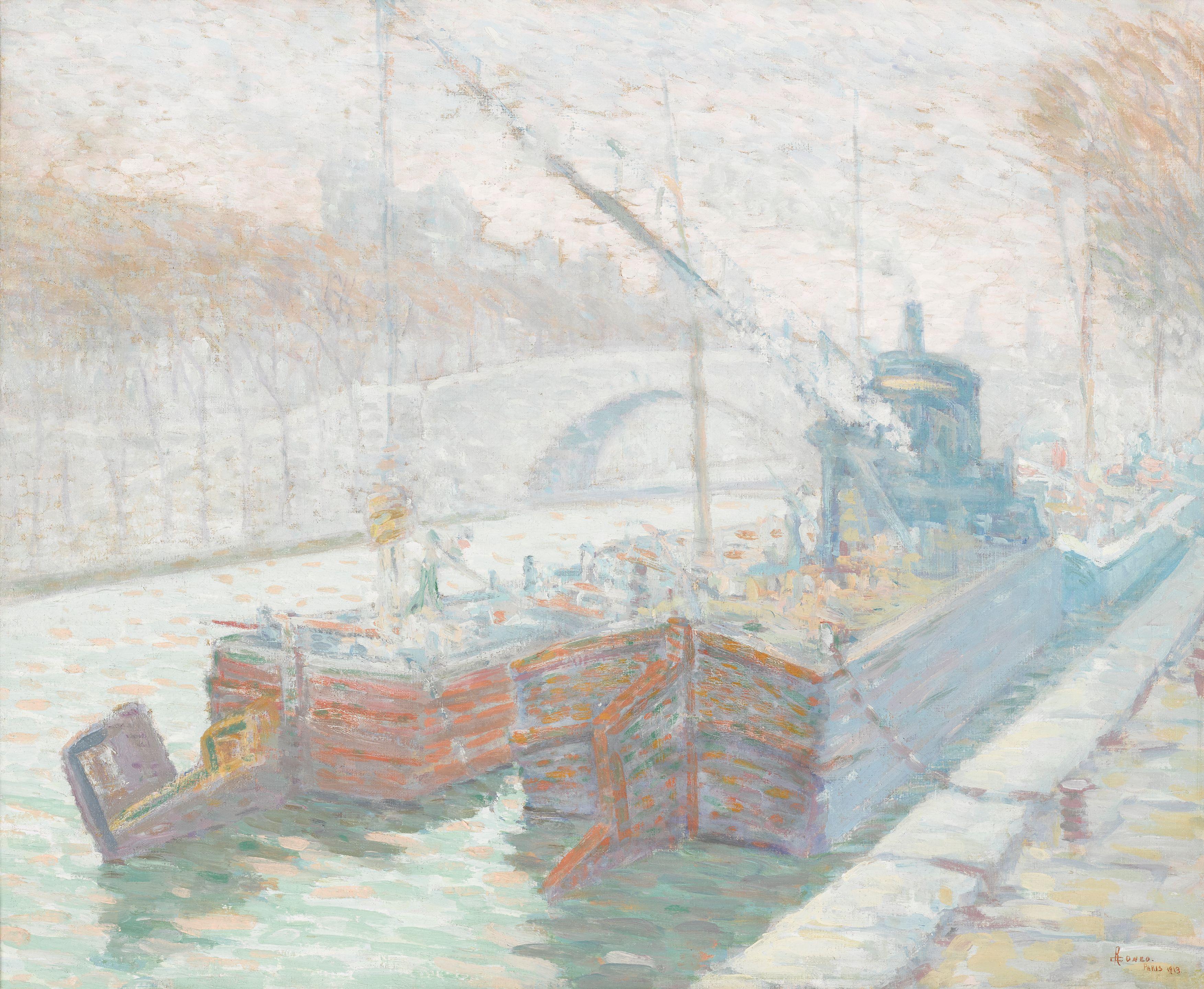 Rinaldo Cuneo - Canal boats, Paris