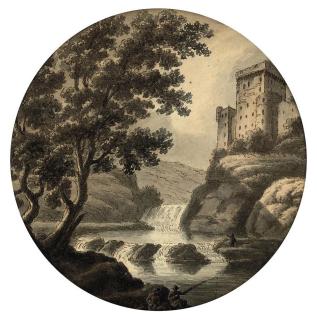 Robert Adam, F.R.S., F.S.A. - Capriccio, with a castle above a waterfall