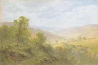 Robert Angelo Kittermaster Marshall - Figures On A Path In An Extensive Landscape