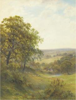 Robert Angelo Kittermaster Marshall - Sheep grazing in the evening light